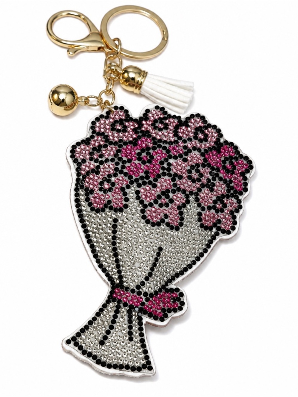 Rhinestone Flower Bouquet Keyring bag backpack charm crystal
